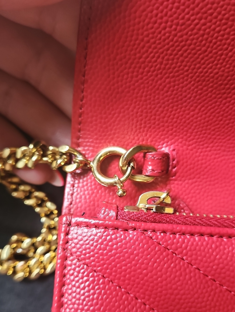 YSL Saint Laurent Cassandre Red Quilted Leather Envelope Crossbody Gold Chain - Picture 11 of 16